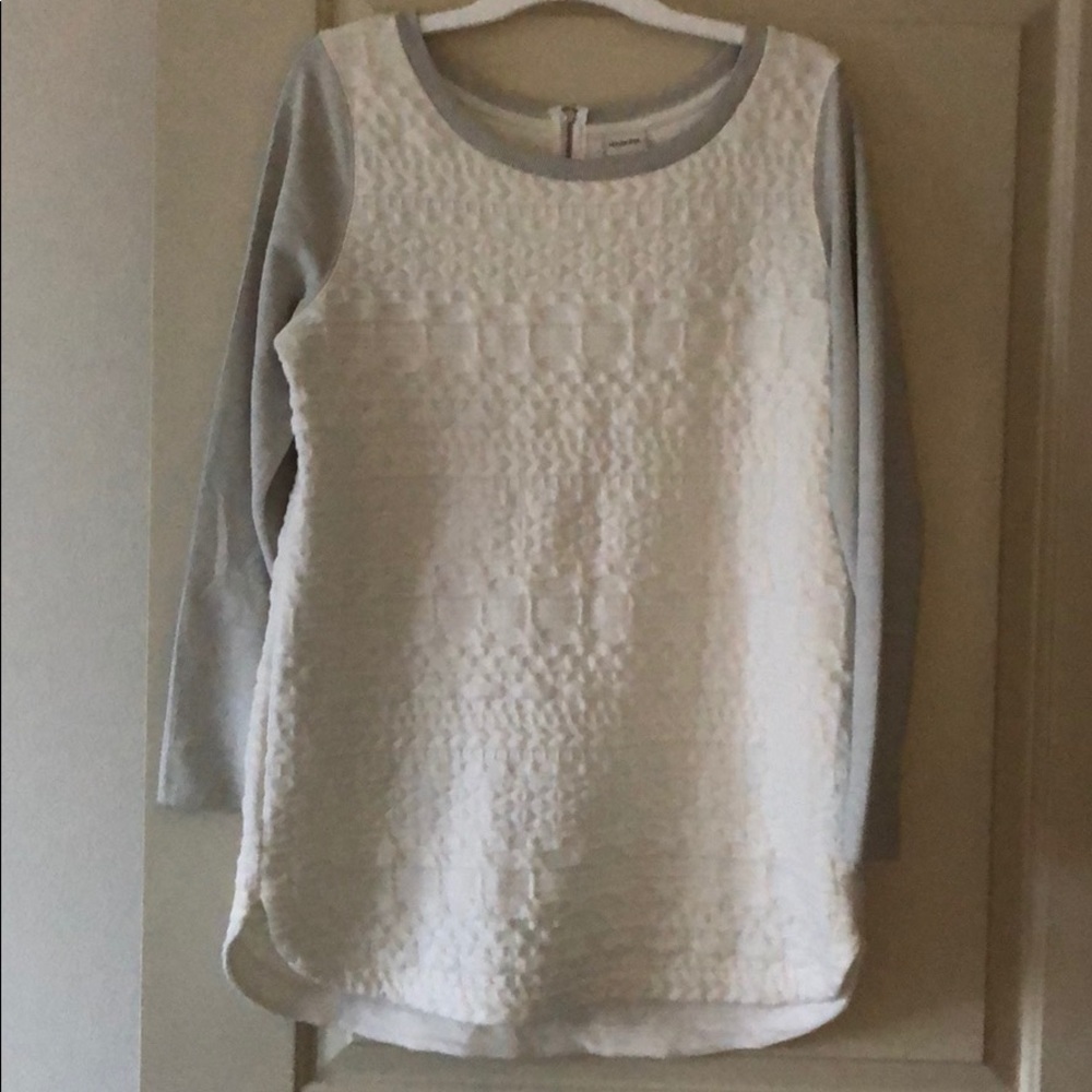 NWOT MERONA ivory grey tunic thick jersey top L